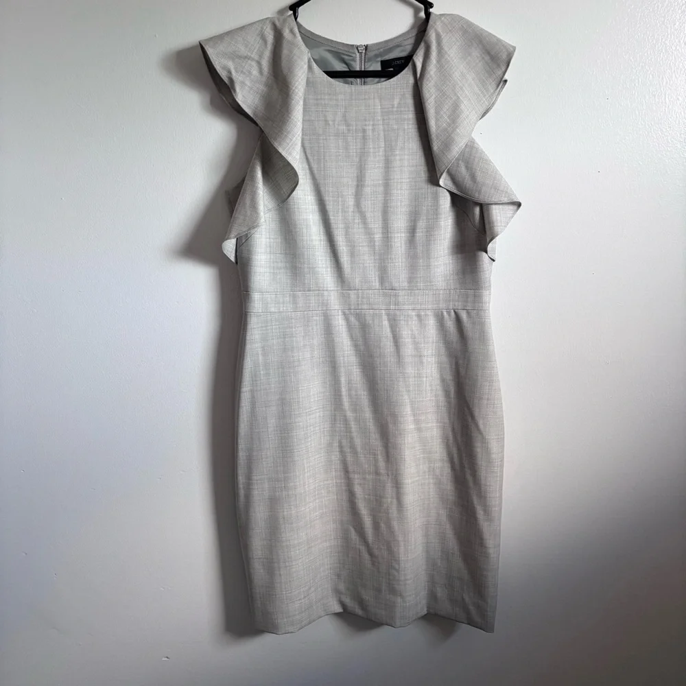 NWT J Crew ruffle sleeve sheath dress 100% wool